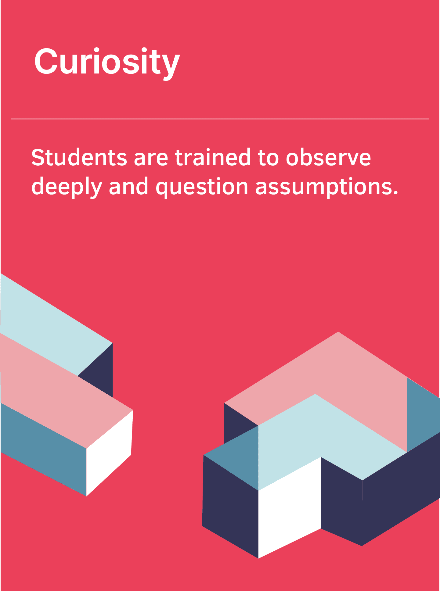Curiosity principle card: students are trained to observe deeply and question assumptions